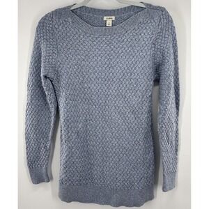 Vintage L.L. Bean Cotton Basketweave Blue Sweater Women's Small Fisherman
